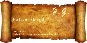 Heiman Gergő névjegykártya